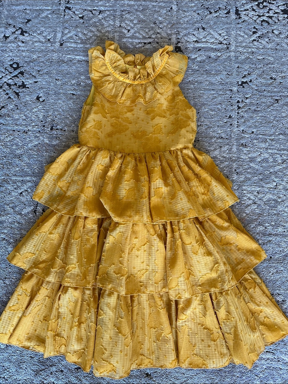 Trish Scully Golden Ruffled Tiered Girls Dress